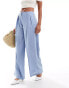 Фото #1 товара Pimkie linen blend tailored straight leg trousers in baby blue