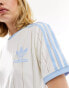 Фото #2 товара adidas Originals three stripe t-shirt in off white and blue