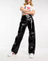 Pull&Bear crackle finish vinyl trouser in black