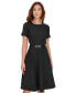 ფოტო #5 პროდუქტის Women's Round-Neck Belted Fringe-Trim Dress