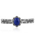 ფოტო #1 პროდუქტის Southwestern Lapis Wildflower Sterling Silver Double Row Cuff Bracelet, Size Small - Large