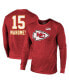 Фото #1 товара Men's Threads Patrick Mahomes Red Kansas City Chiefs Super Bowl LVIII Name and Number Tri-Blend Long Sleeve T-shirt