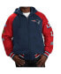 Men's Navy New England Patriots Defender Raglan Full-Zip Hoodie Varsity Jacket