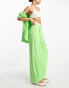 Фото #2 товара ASOS DESIGN inverted pleat wide leg suit trouser with linen in green