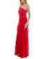 Juniors' Tiered Ruffled One-Shoulder Gown