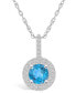 ფოტო #1 პროდუქტის Blue Topaz (1-5/8 Ct. T.W.) and Diamond (3/8 Ct. T.W.) Halo Pendant Necklace in 14K White Gold