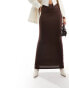 ASOS DESIGN column maxi skirt in chocolate Коричневый, 46 - фото #3