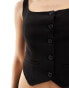 Фото #4 товара Pull&Bear waistcoat corset style top in black