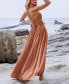 ფოტო #2 პროდუქტის Women's Brick Red Plunging Halterneck Cutout Maxi Beach Dress