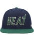 Фото #3 товара Men's Navy, Green Miami Heat 15th Anniversary Hardwood Classics Grassland Fitted Hat