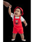 Фото #6 товара Baby Boys Elmo French Terry Short Overalls T-Shirt and Hat 3 Piece Outfit Set Newborn to