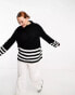 Фото #1 товара Threadbare Plus Delilah roll neck oversized jumper in stripe