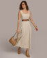 Фото #3 товара Women's Belted Linen-Blend Sleeveless Fit & Flare Dress