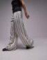 Topshop satin pin stripe wide leg pull on in white