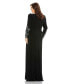 Women's Plus Size Embellished Long Sleeve Faux Wrap Gown