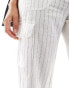 ONLY linen mix loose fit cargo trouser in white stripe