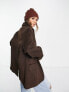 Фото #2 товара ASOS DESIGN smart oversized grandad wool mix blazer jacket in chocolate