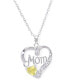 ფოტო #4 პროდუქტის Simulated Blue Topaz Birthstone Mom Heart Pendant 18" Necklace in Silver Plate