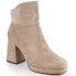 Фото #1 товара Insulated suede ankle boots with a high heel and platform M.Daszyński W SAN24B, beige