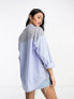 Фото #2 товара In The Style contrast oversized shirt in blue stripe