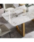 Фото #4 товара 63" Modern Artificial Stone Pandora White Curved Golden Metal Leg Dining Table -6 People
