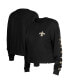 ფოტო #1 პროდუქტის Women's Black New Orleans Saints Thermal Crop Long Sleeve T-shirt