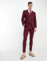 ASOS DESIGN super skinny linen mix suit jacket in burgundy