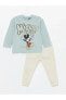 Фото #1 товара LCW baby Bisiklet Yaka Uzun Kollu Mickey Mouse Baskılı Erkek Bebek Sweatshirt ve Eşofman Alt 2'li