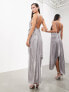 ASOS EDITION metallic cami maxi dress with drape detail in silver