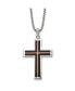 ფოტო #1 პროდუქტის Brushed Black and Rose IP-plated Cross Pendant Box Chain Necklace