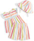 Фото #2 товара Baby Girls Beach Side Striped Hat, Top & Shorts, 3 Piece Set, Created for Macy's