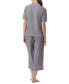 Women's 2-Pc. Notched-Collar Cropped Pajamas Set