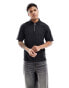 River Island zip neck polo shirt in black Черный, S - Chest 35-37 - фото #1