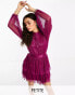 Фото #1 товара Forever New Petite tiered metallic plisse mini dress in pink