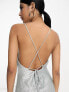 Фото #5 товара Vila glam lace up back cami maxi dress in shimmer silver