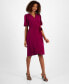 Petite Surplice-Neck Faux-Wrap Flutter-Sleeve Dress