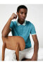 Polo Tişört Geometrik Baskılı Dar Kesim Düğmeli Kısa Kollu