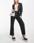 Фото #8 товара ASOS DESIGN Petite straight sequin ankle grazer trousers in black