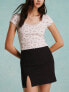 Фото #5 товара Miss Selfridge bengaline seam detail mini skirt in black
