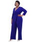 ფოტო #8 პროდუქტის Women's Tie-Waist 3/4-Sleeve Wide-Leg Jumpsuit