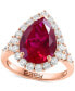 ფოტო #1 პროდუქტის EFFY® Lab Grown Ruby (7-1/8 ct. t.w) & Lab Grown Diamond (1 ct. t.w.) Halo Ring in 14k Rose Gold