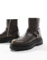 ASOS DESIGN chelsea western boots in brown with silver hardware