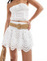 Фото #1 товара Iisla & Bird broderie layered tiered mini beach skirt in white