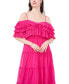 Women's Tiered Cold-Shoulder Ruffle Midi Dress