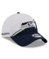 ფოტო #1 პროდუქტის Men's White, College Navy Seattle Seahawks 2023 Sideline 9TWENTY Adjustable Hat