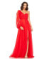 ფოტო #1 პროდუქტის Women's Chiffon One Shoulder Slit Sleeve Flowy Gown