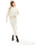 Mango knitted button front bomber in white