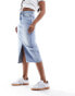 Фото #8 товара Vero Moda denim midaxi skirt with front split in light blue denim