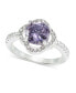 ფოტო #1 პროდუქტის Silver-Tone Pavé & Purple Cubic Zirconia Flower Ring, Created for Macy's