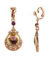 Rose Gold Tone Purple Crystal Flower Clip Drop Earrings